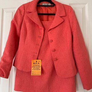 Tahari Coral Textured Skirt Suit